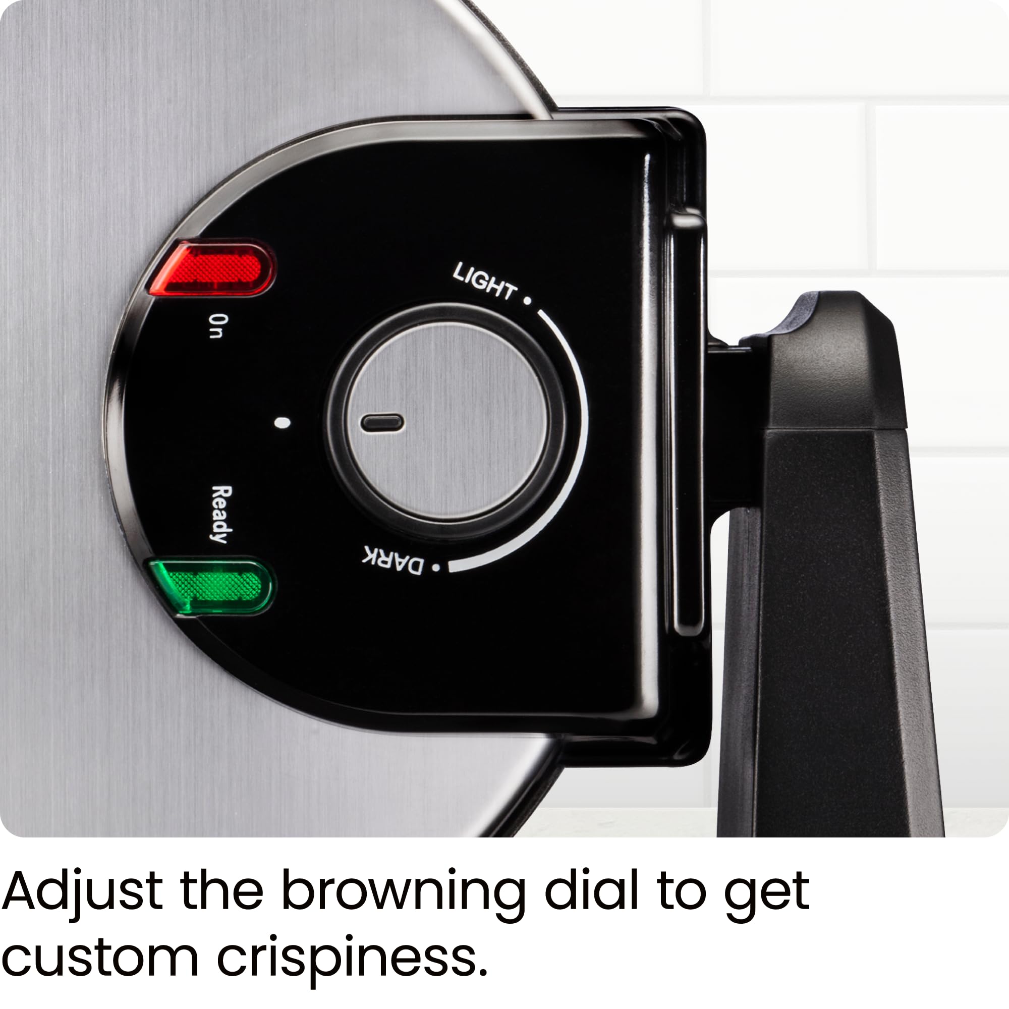 Chefman adjustable browning dial detail for precise texture control and consistent results