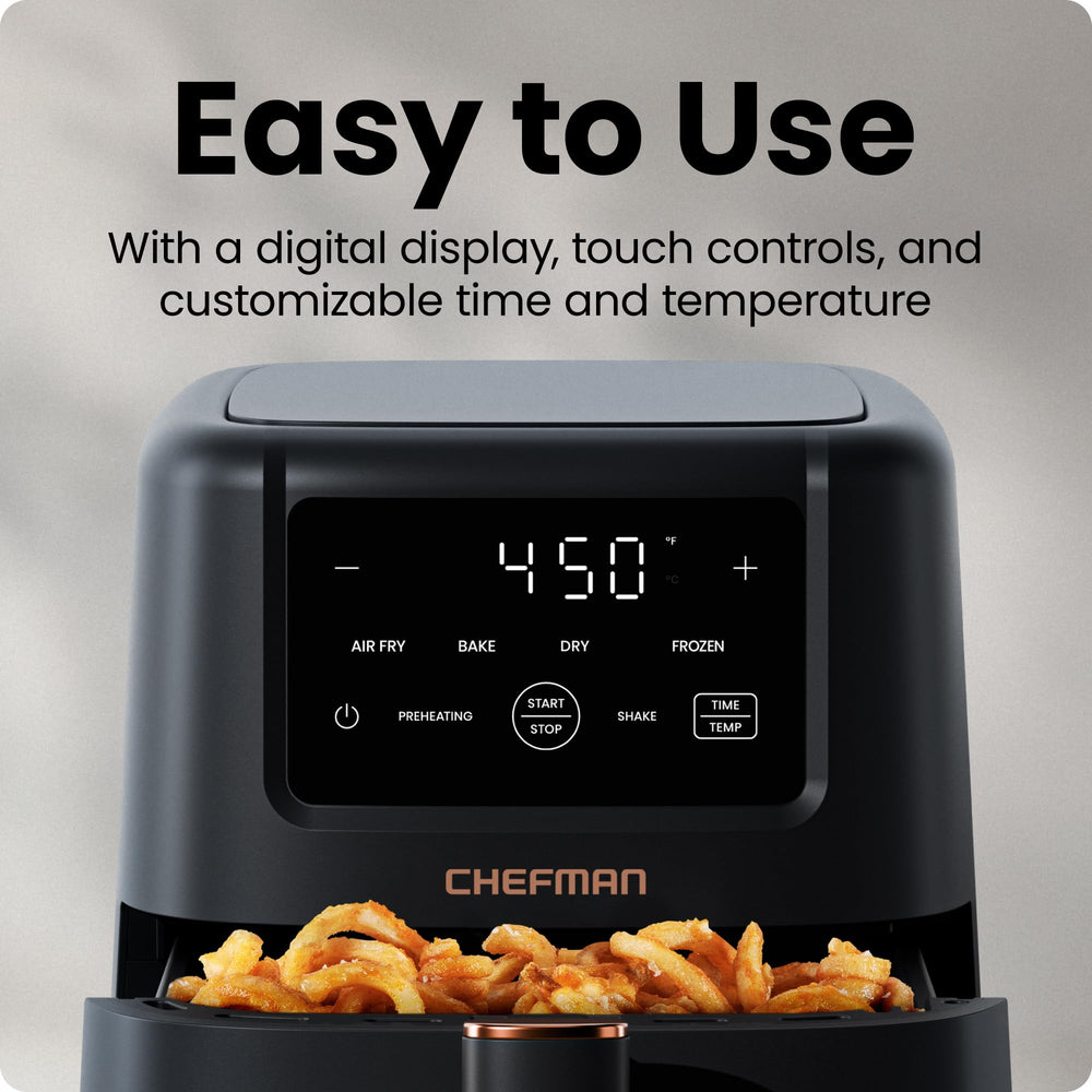 Chefman air fryer dehydrating fruit tray filled with sliced apples to show snack-making capability