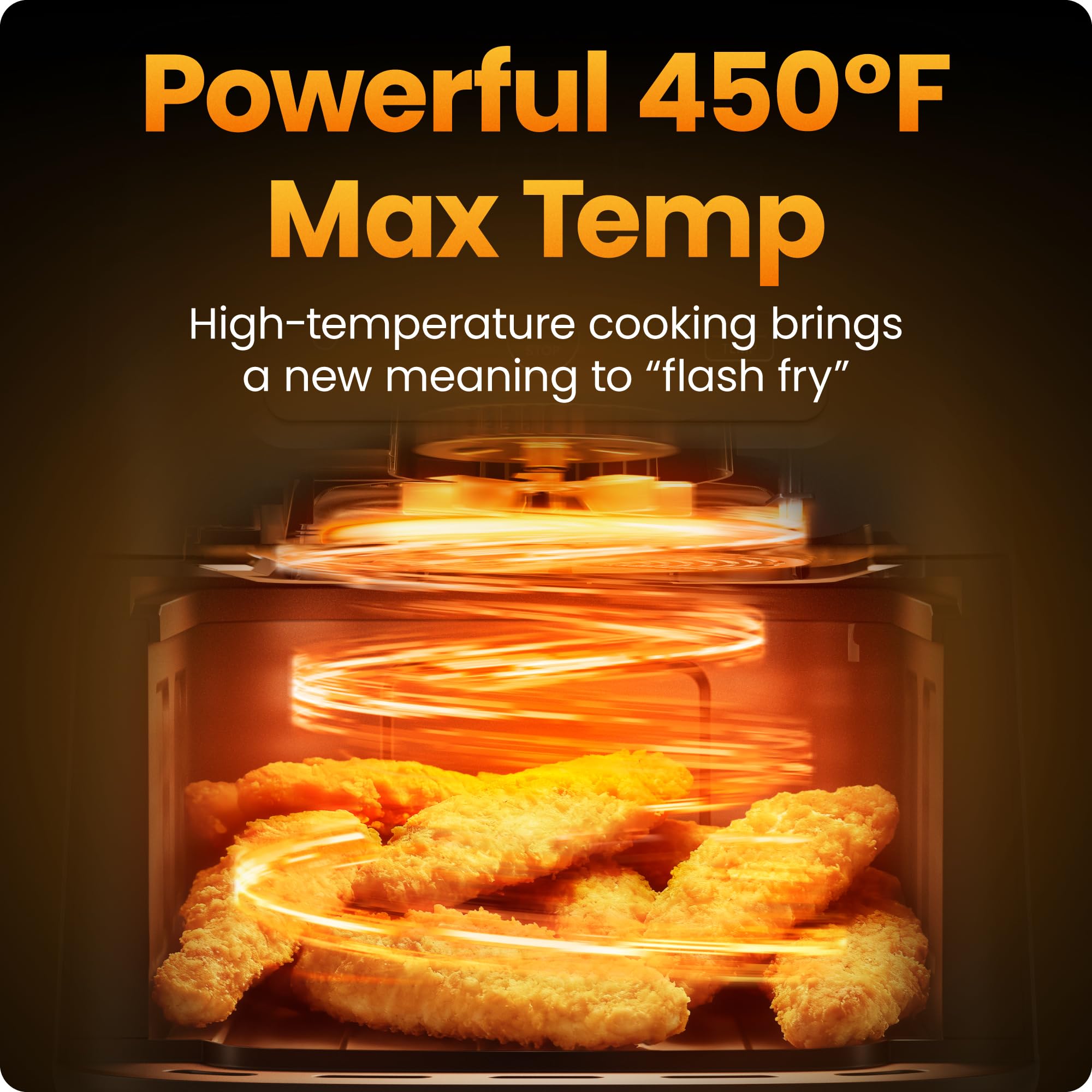 Chefman touchscreen display close-up showing intuitive controls and precise temperature control