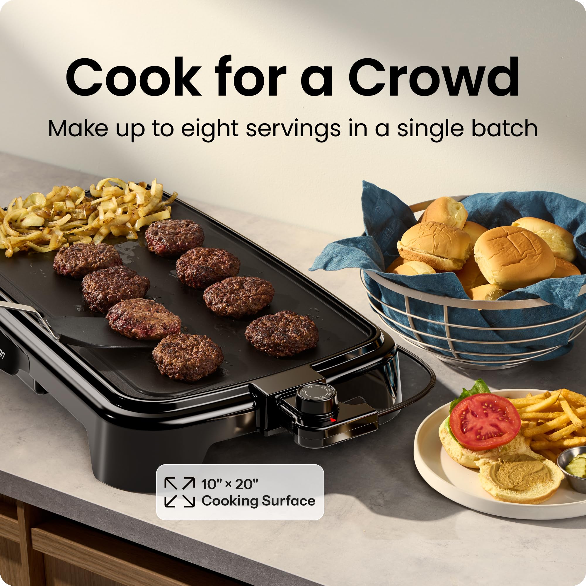 Chefman close-up of nonstick surface highlighting easy food release benefit
