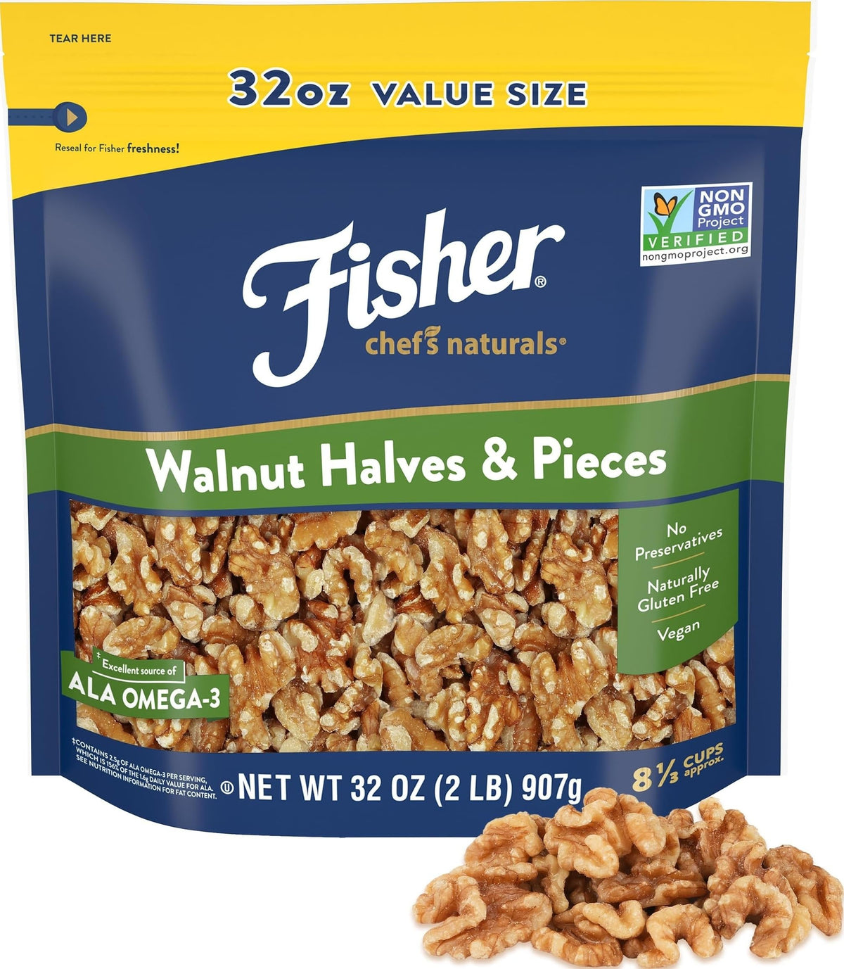 CHEF'S NATURALS front packaging showing 2 lb bag and resealable feature