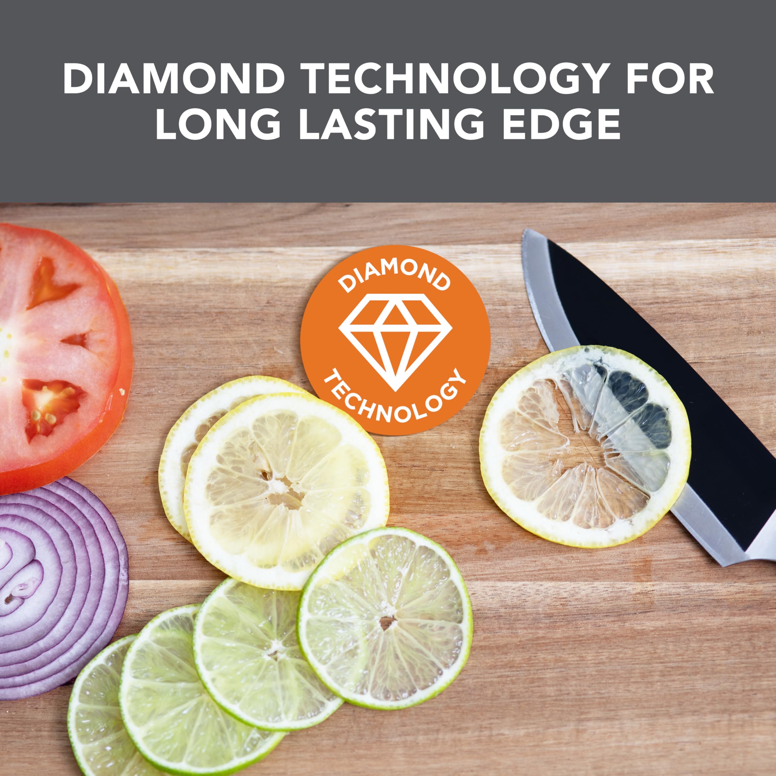 Chef's Choice 15XV diamond plates close-up showing 100-percent abrasives for fast sharpening benefit