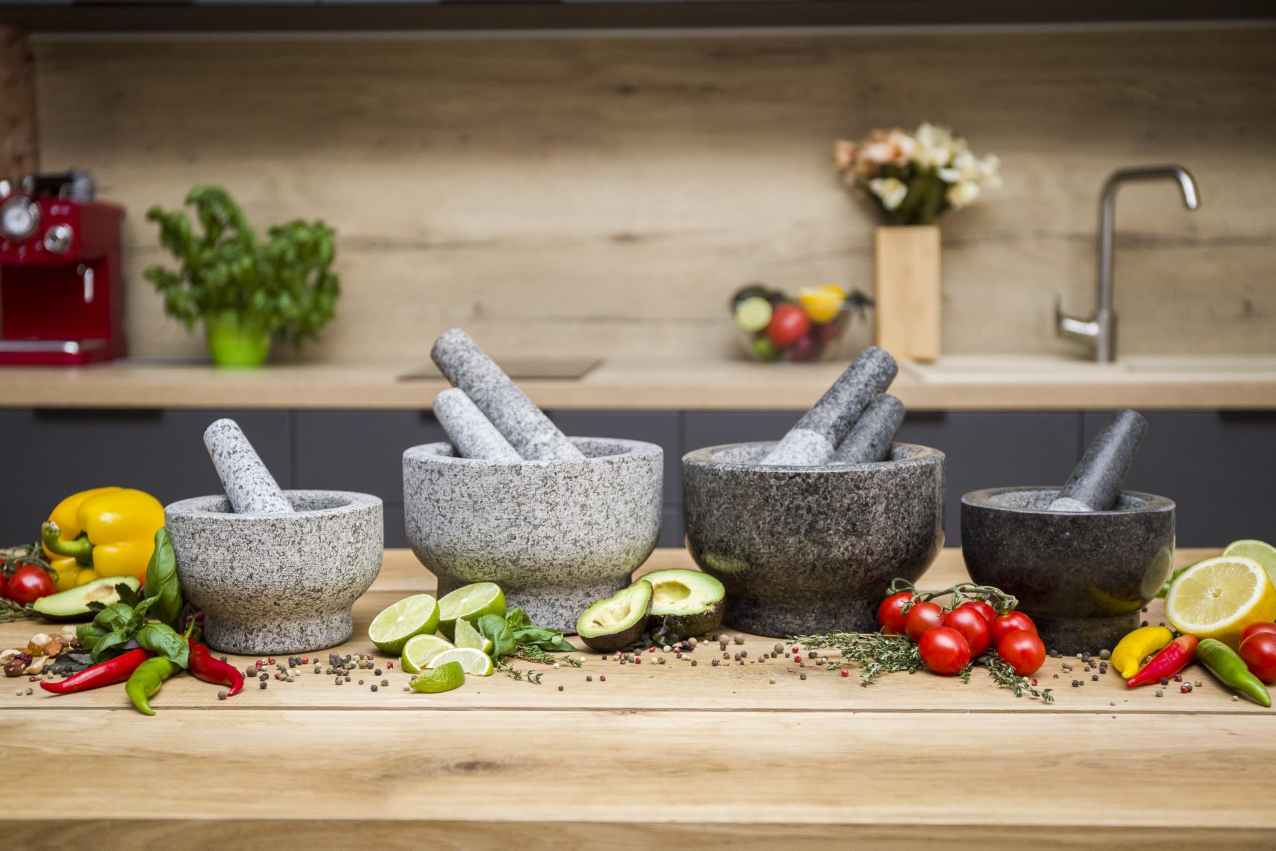 ChefSofi mortar steadily placed on counter demonstrating heavy, non-slip stability