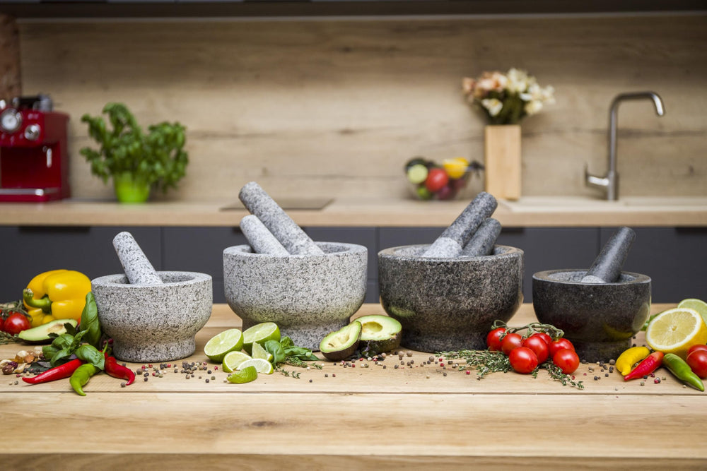 ChefSofi mortar steadily placed on counter demonstrating heavy, non-slip stability