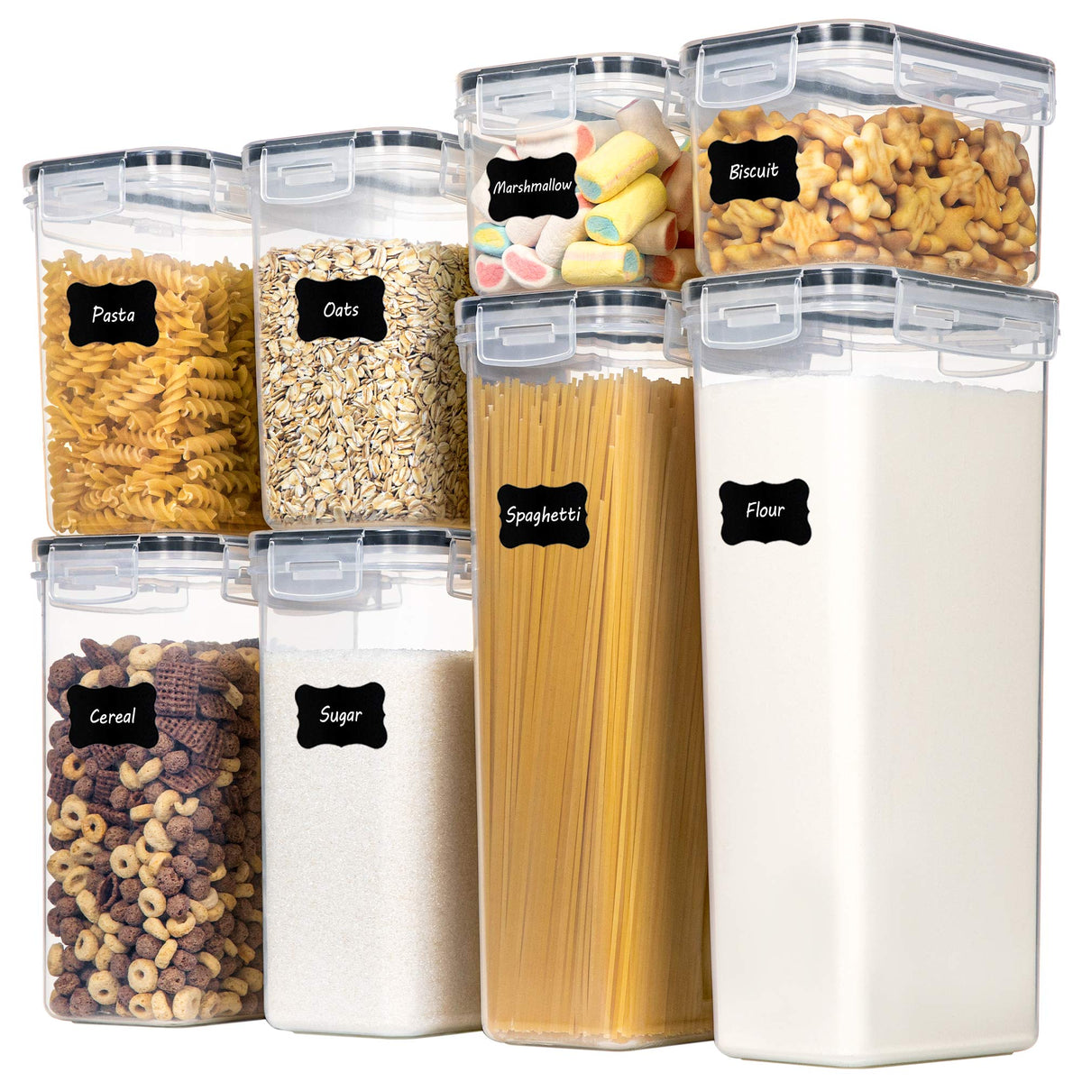 CHEFSTORY front view of full 8-piece container set showing organization benefit