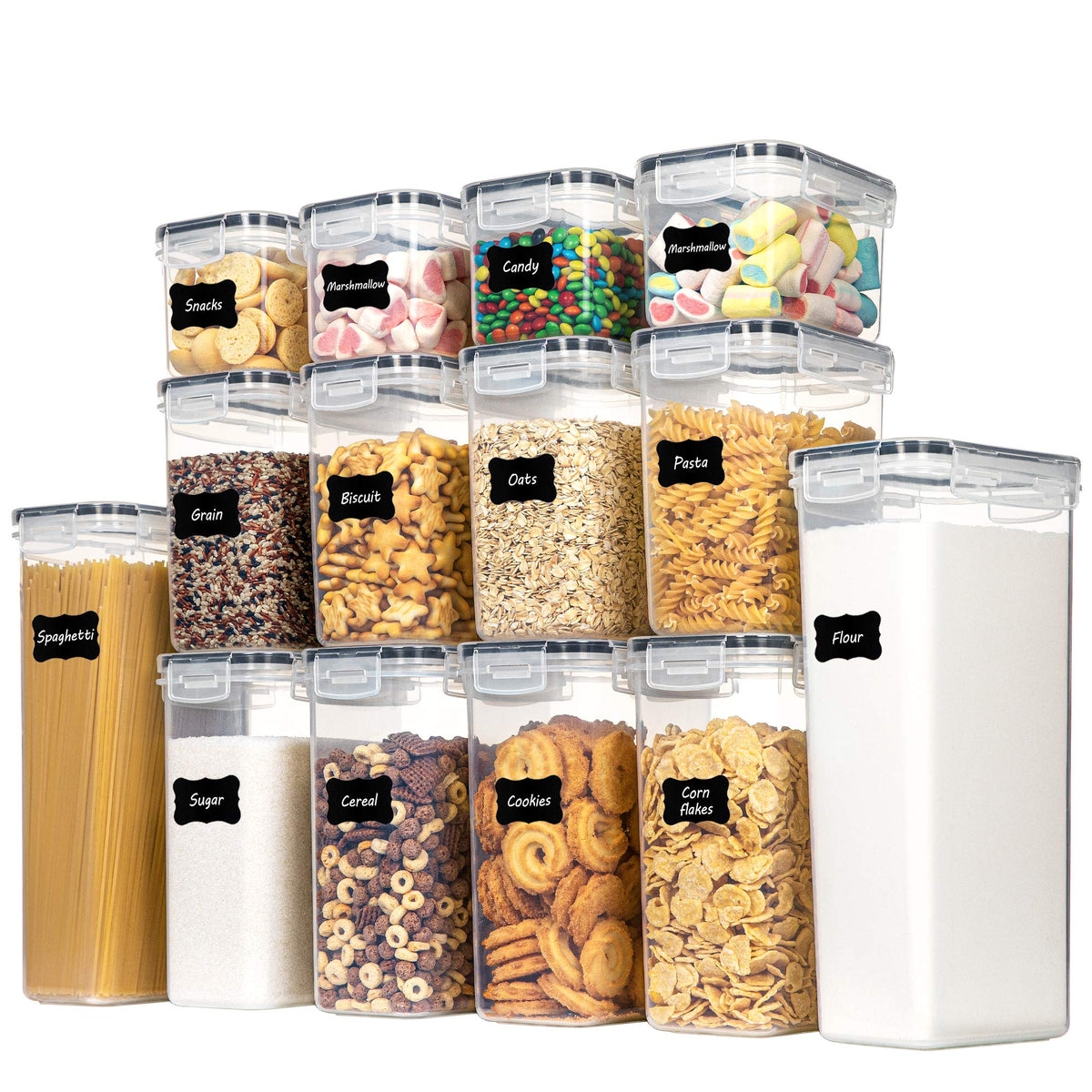 CHEFSTORY front view of entire 14-piece set showing organization benefit
