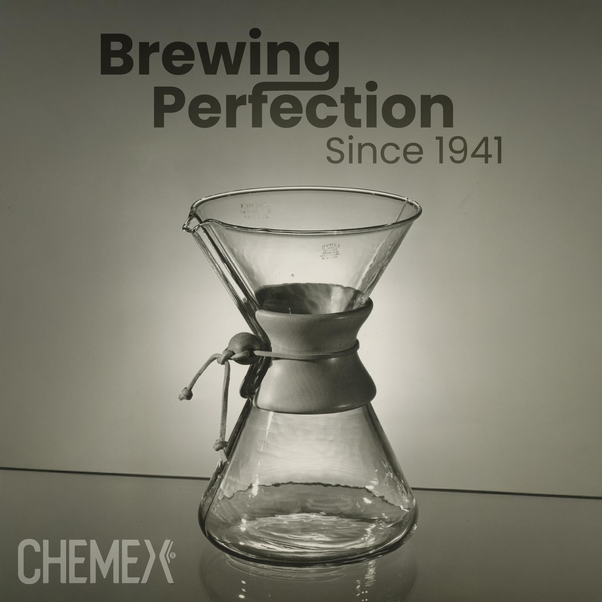 Chemex filter on breakfast table lifestyle image conveying clean, bright coffee moments
