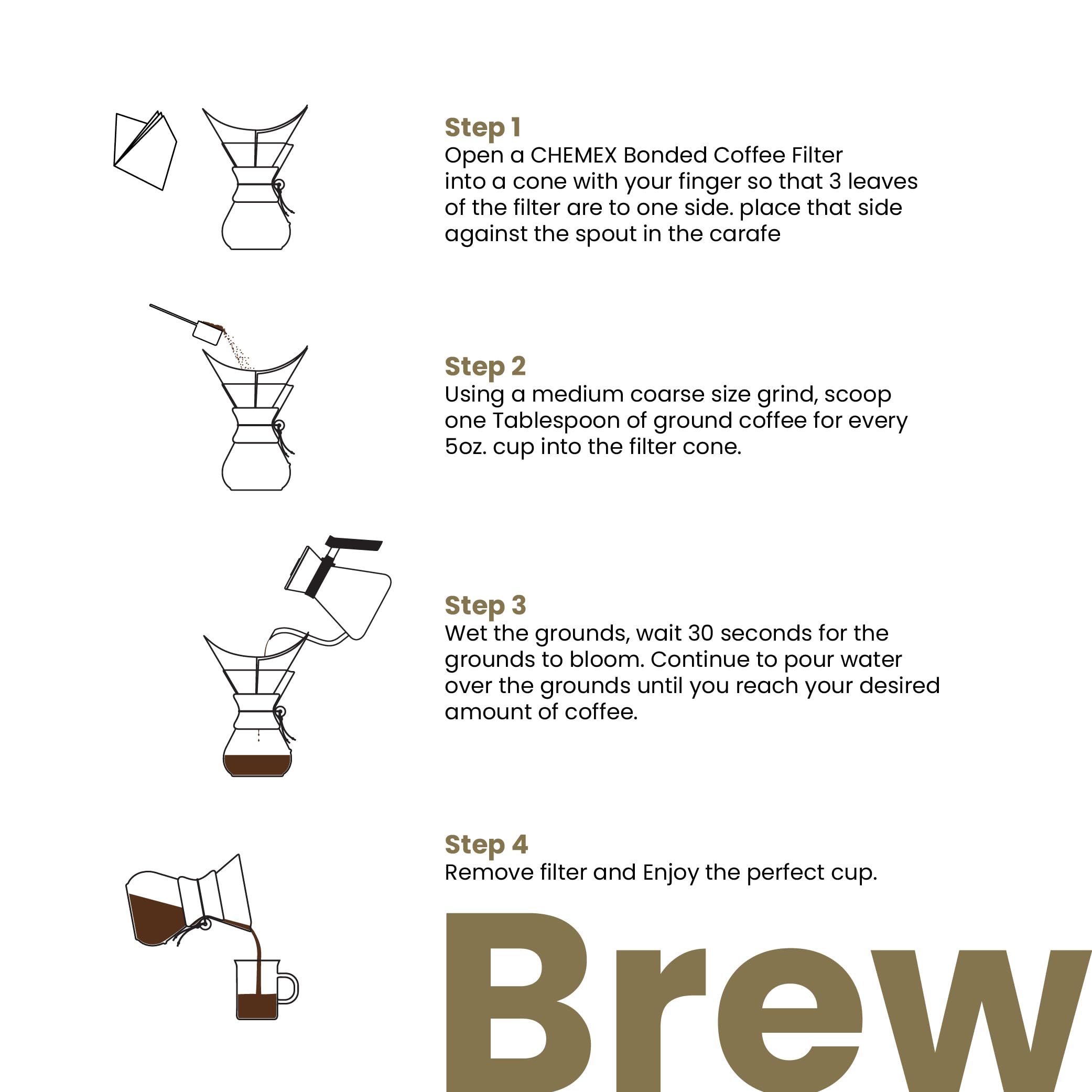 Chemex filter being rinsed with hot water to remove paper taste and preheat brewer