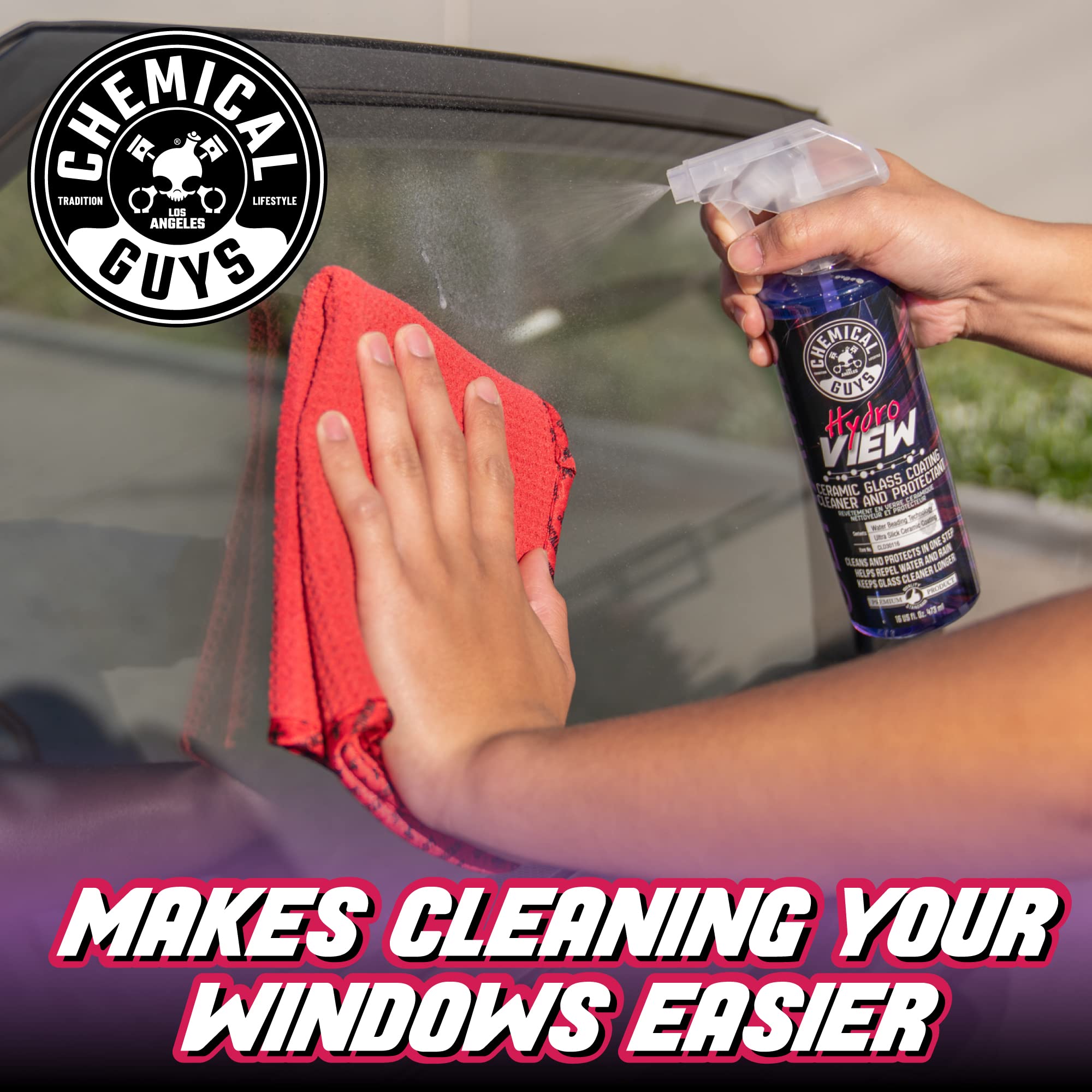 Chemical Guys HydroView cleaning a home patio door for easier maintenance