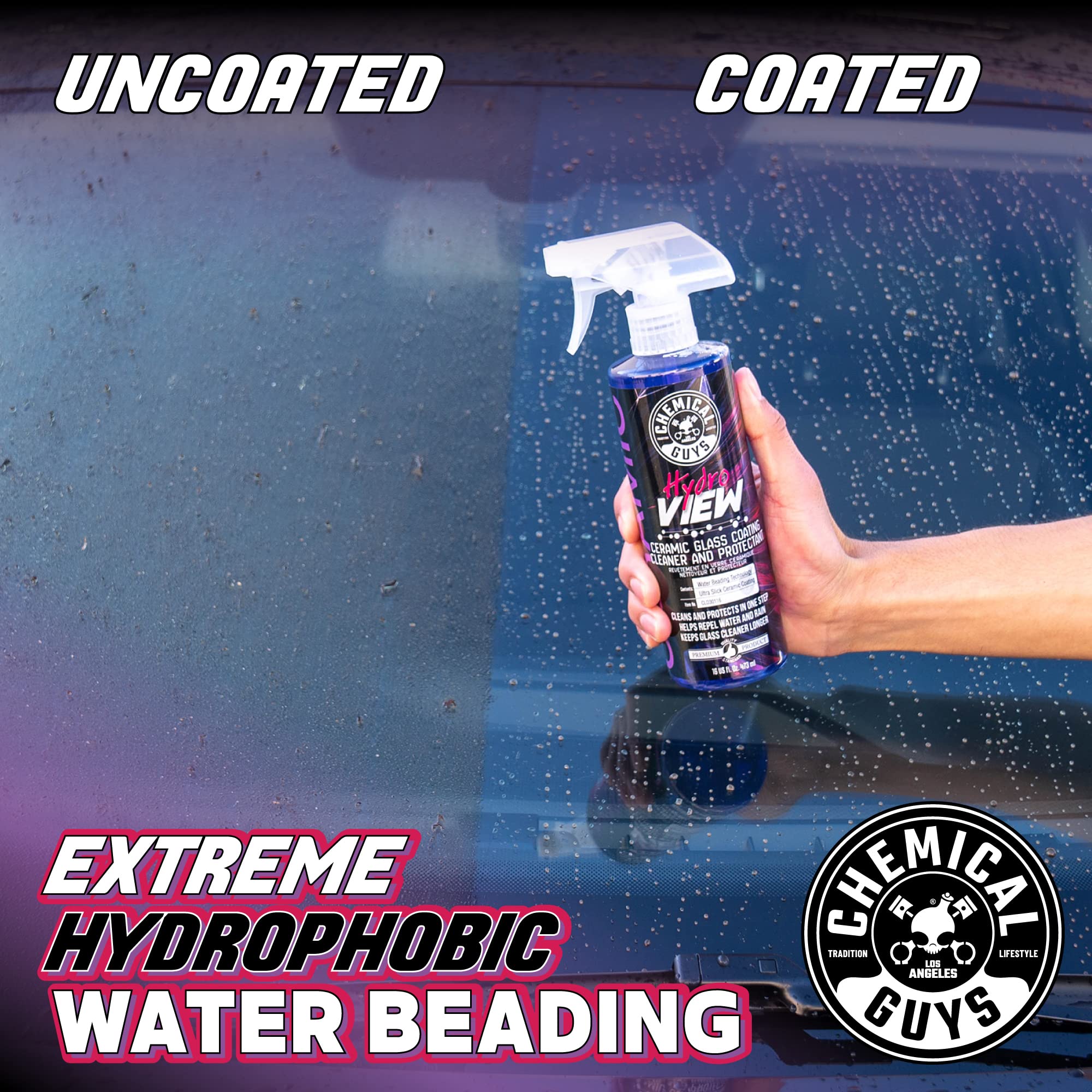Chemical Guys HydroView trigger spray bottle ready to apply for quick cleaning