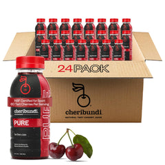 Cheribundi front packaging showing 24-pack and unsweetened benefit