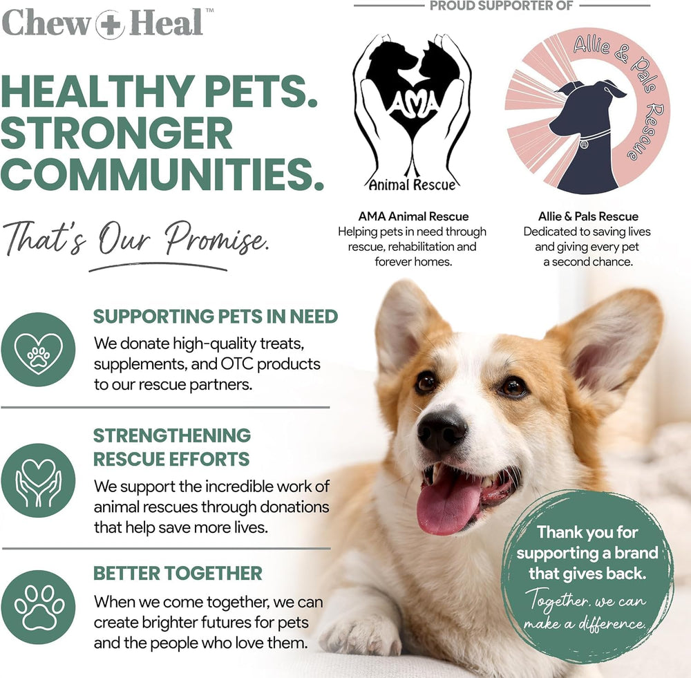 Chew + Heal Labs dog accepting a chew, showing palatability and easy daily dosing benefit