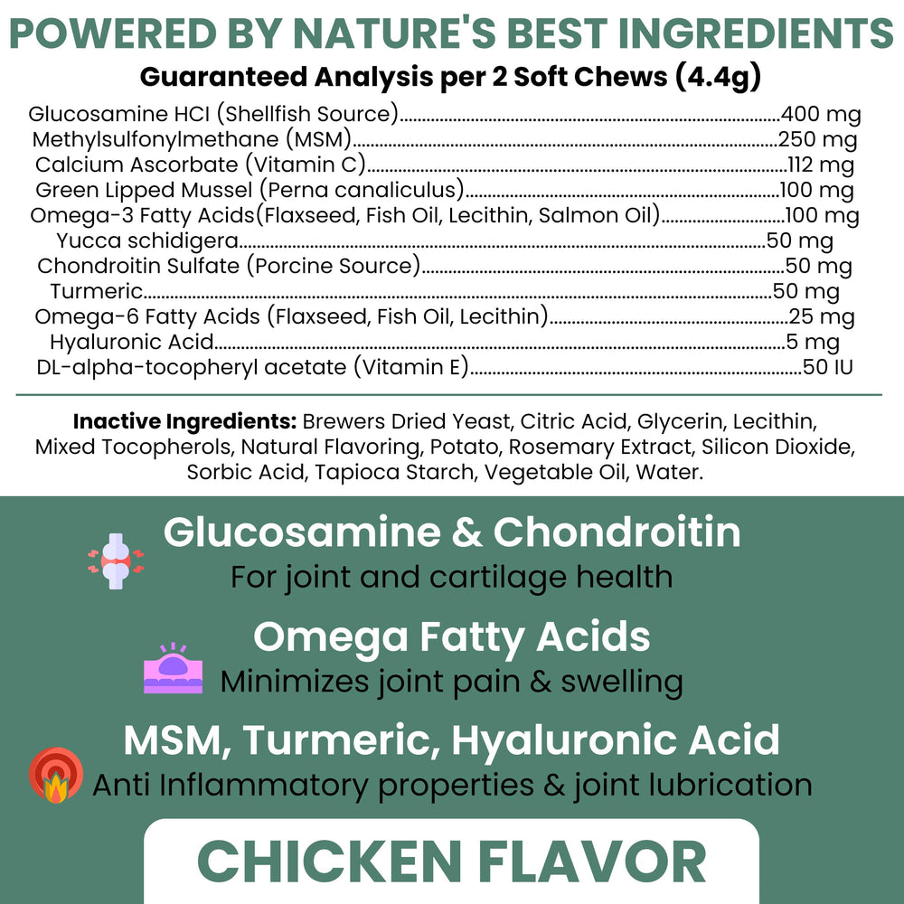 Chew + Heal Labs soft chew close-up highlighting chicken flavor and easy-to-chew texture for seniors