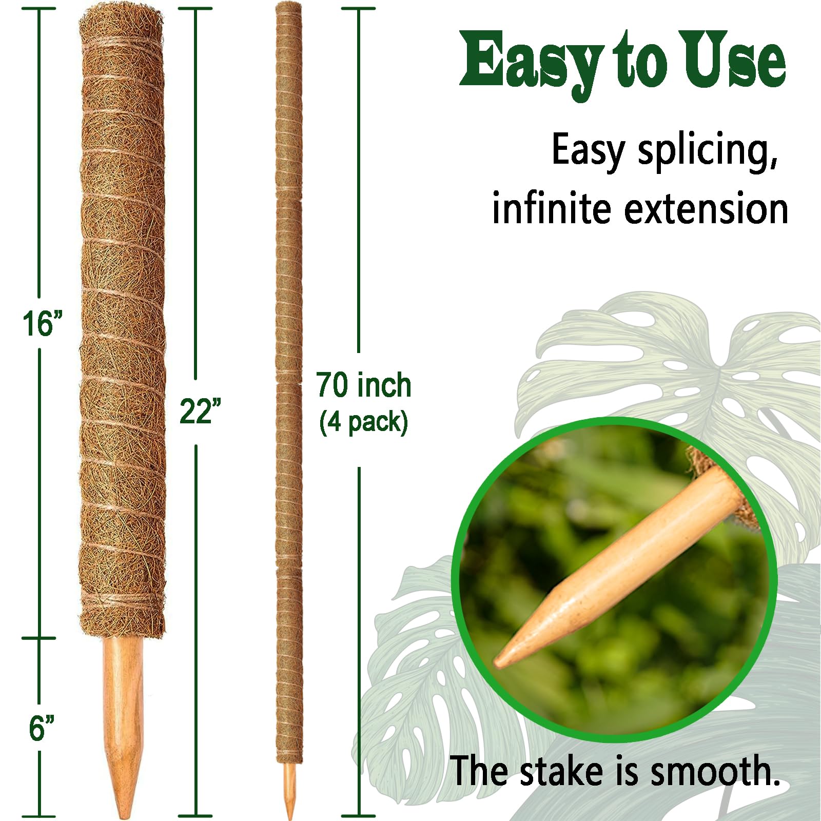 CHIAFFI close-up of coconut coir texture providing grip for aerial roots and healthy climbing