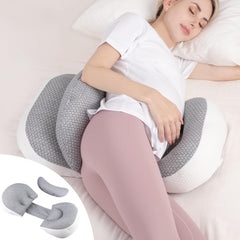 Chilling Home front view of W-shaped pregnancy pillow offering full belly and back support