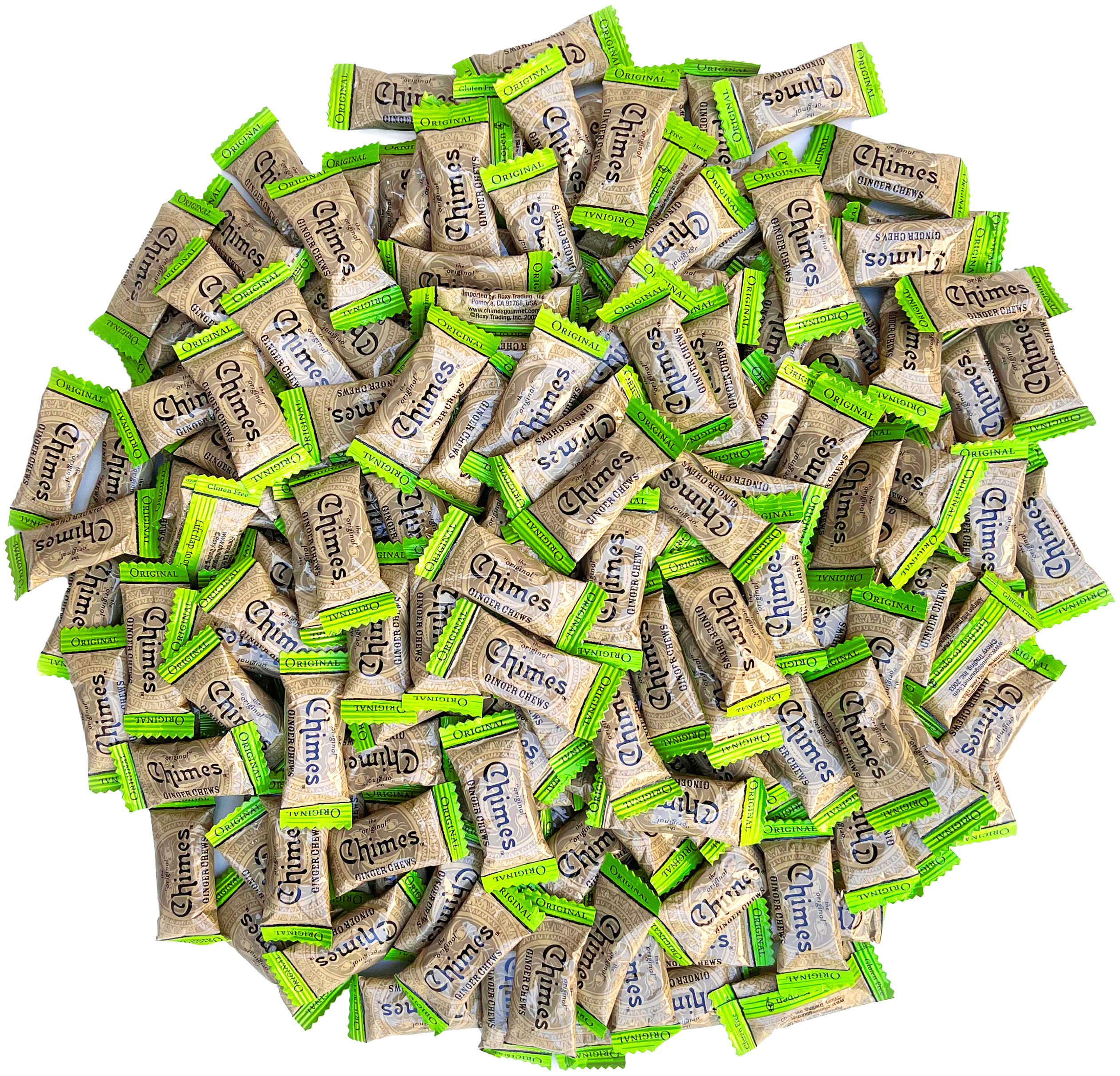Chimes 2‑pound pouch front view showing brand and resealable pack benefit