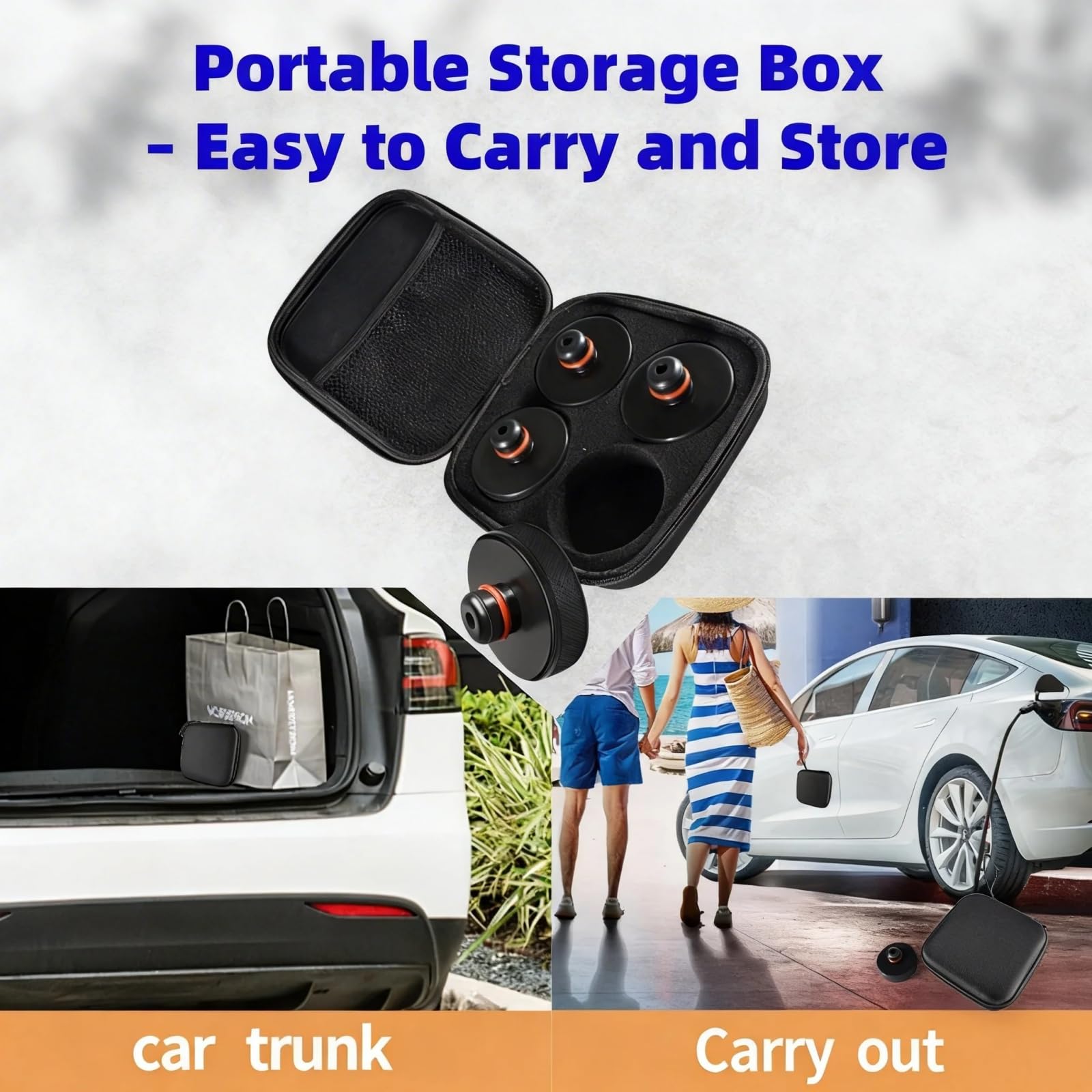 Chirano jack pad seated on a floor jack saddle protecting the Tesla battery area