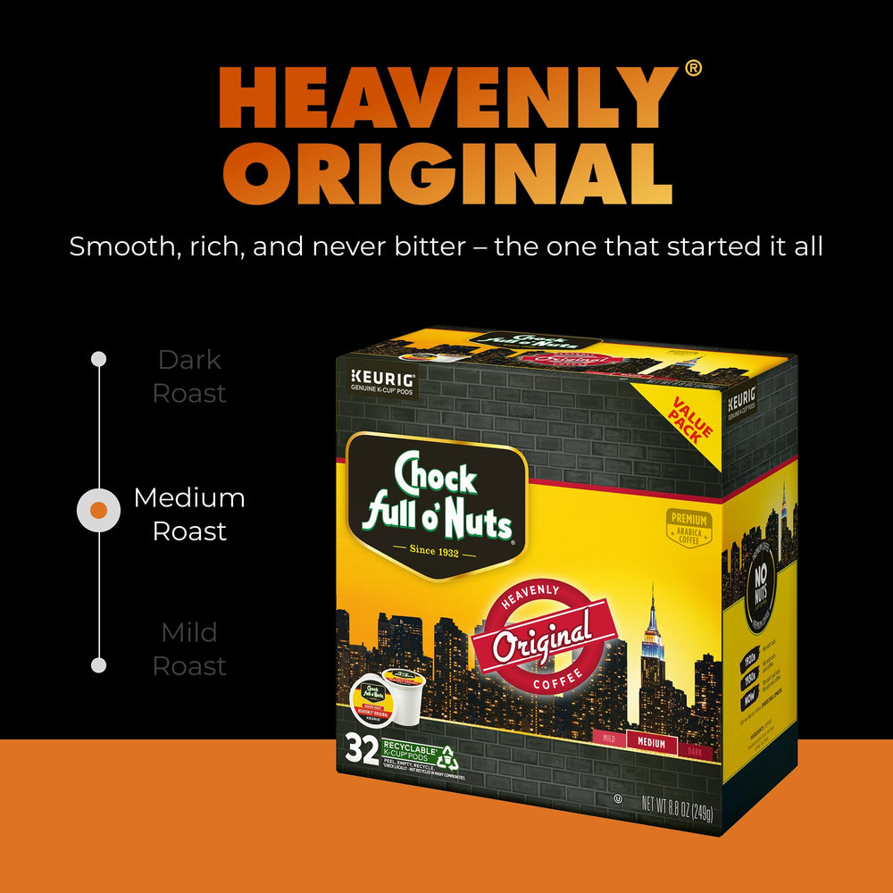 Chock Full o' Nuts brewed cup top view displaying crema and aroma, ready-to-drink benefit