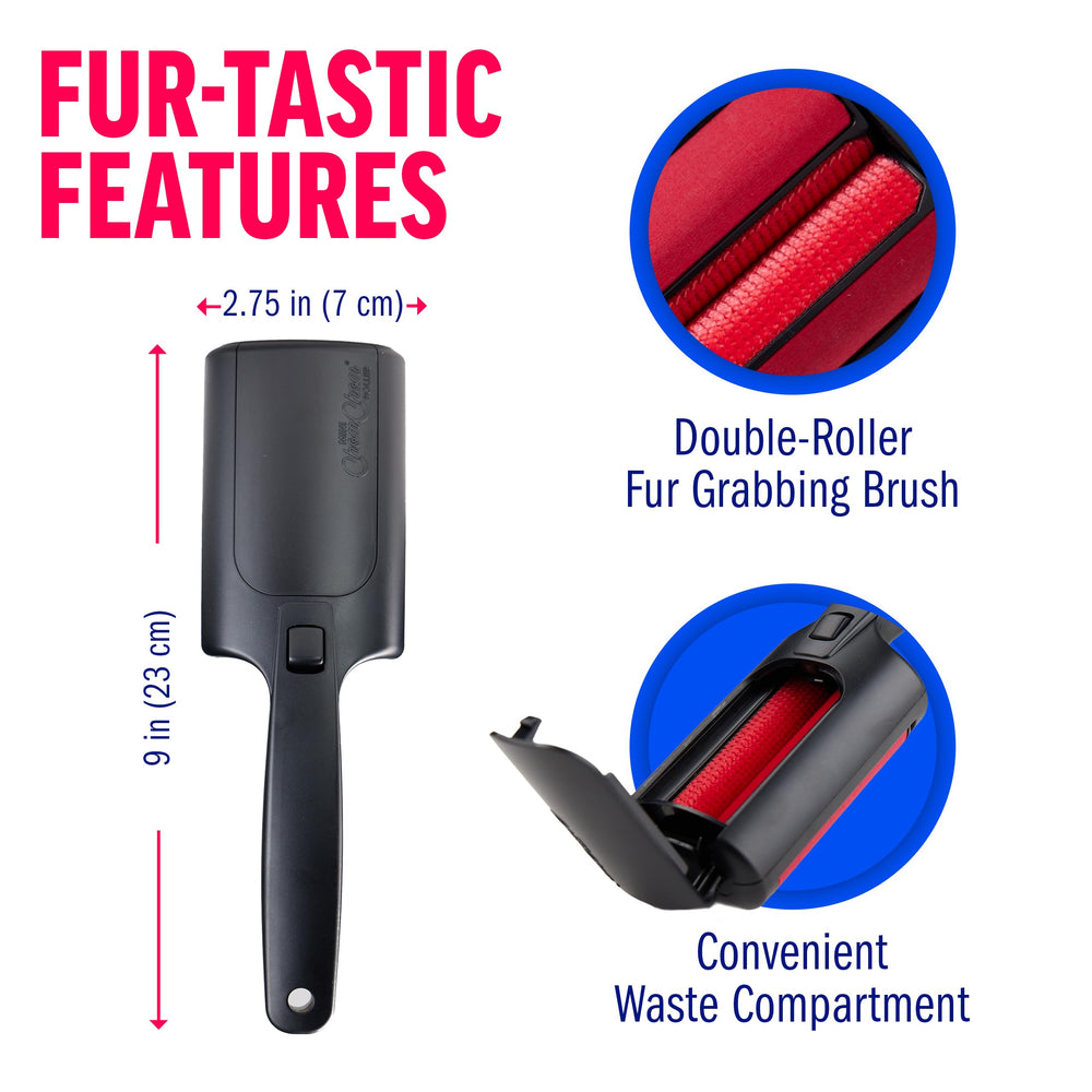 ChomChom Roller emptying collected hair into bin showing mess-free disposal benefit