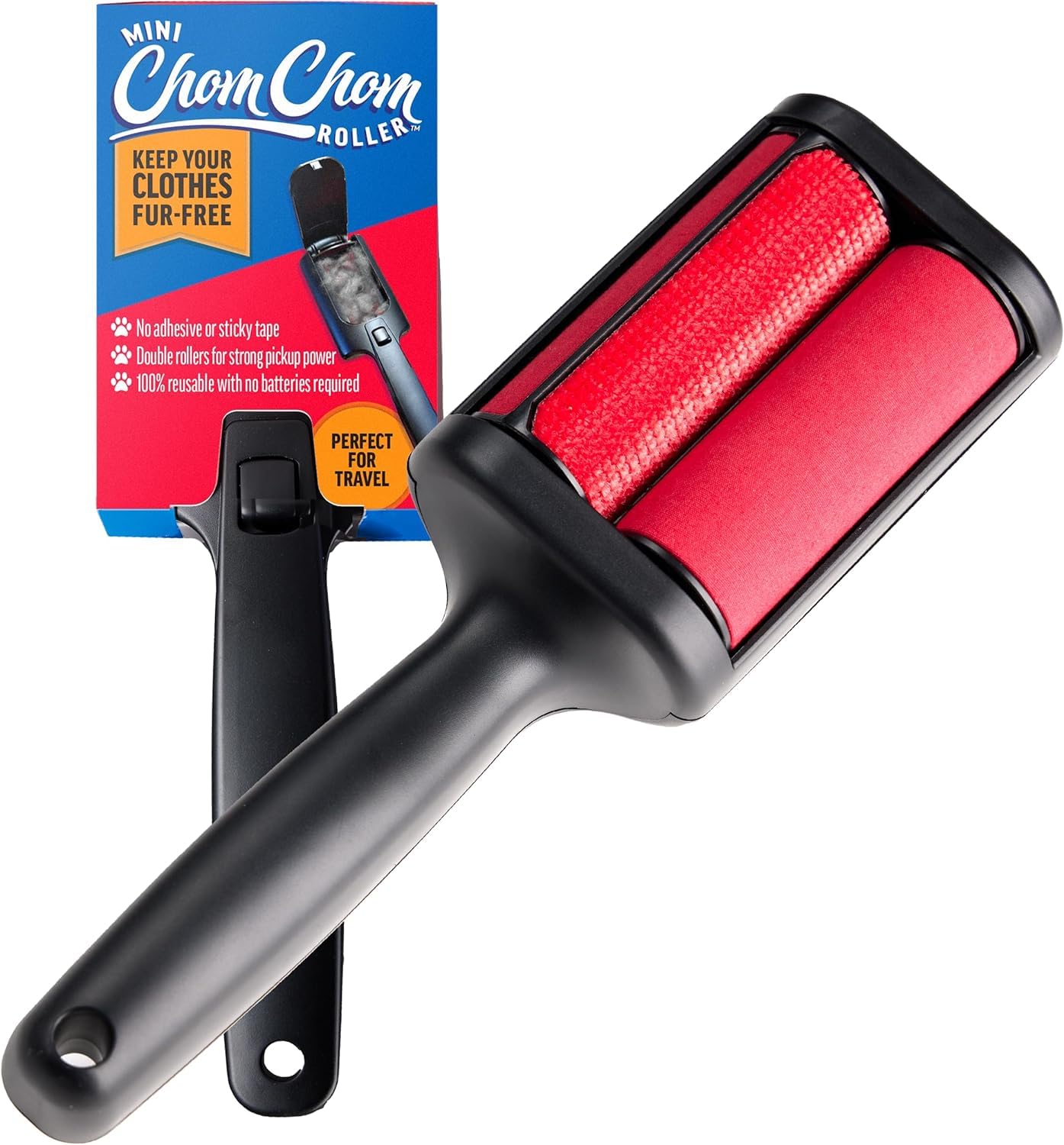 ChomChom Roller front view showing compact design and easy grip benefit