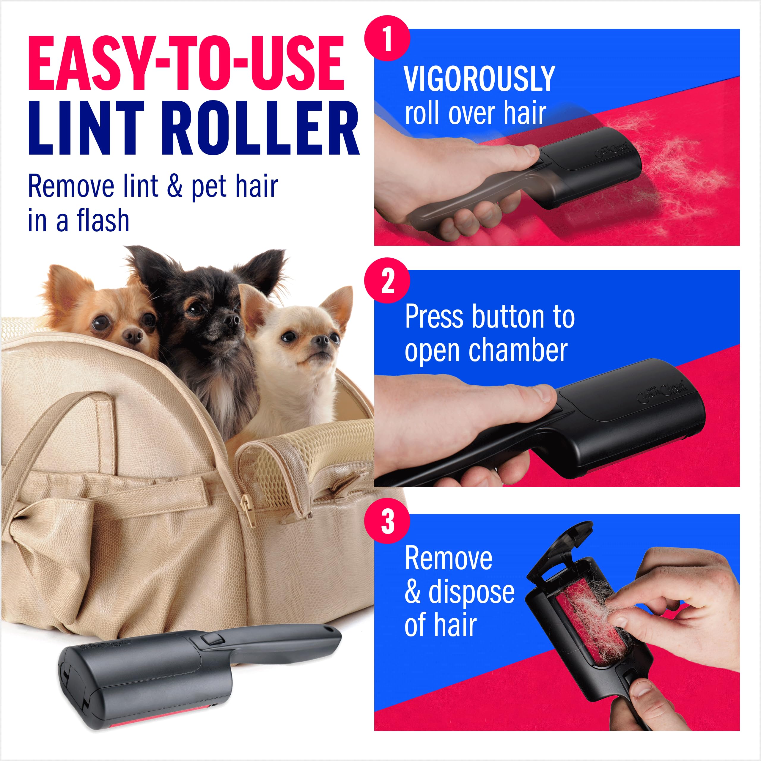 ChomChom Roller open showing internal hair chamber for tidy disposal benefit