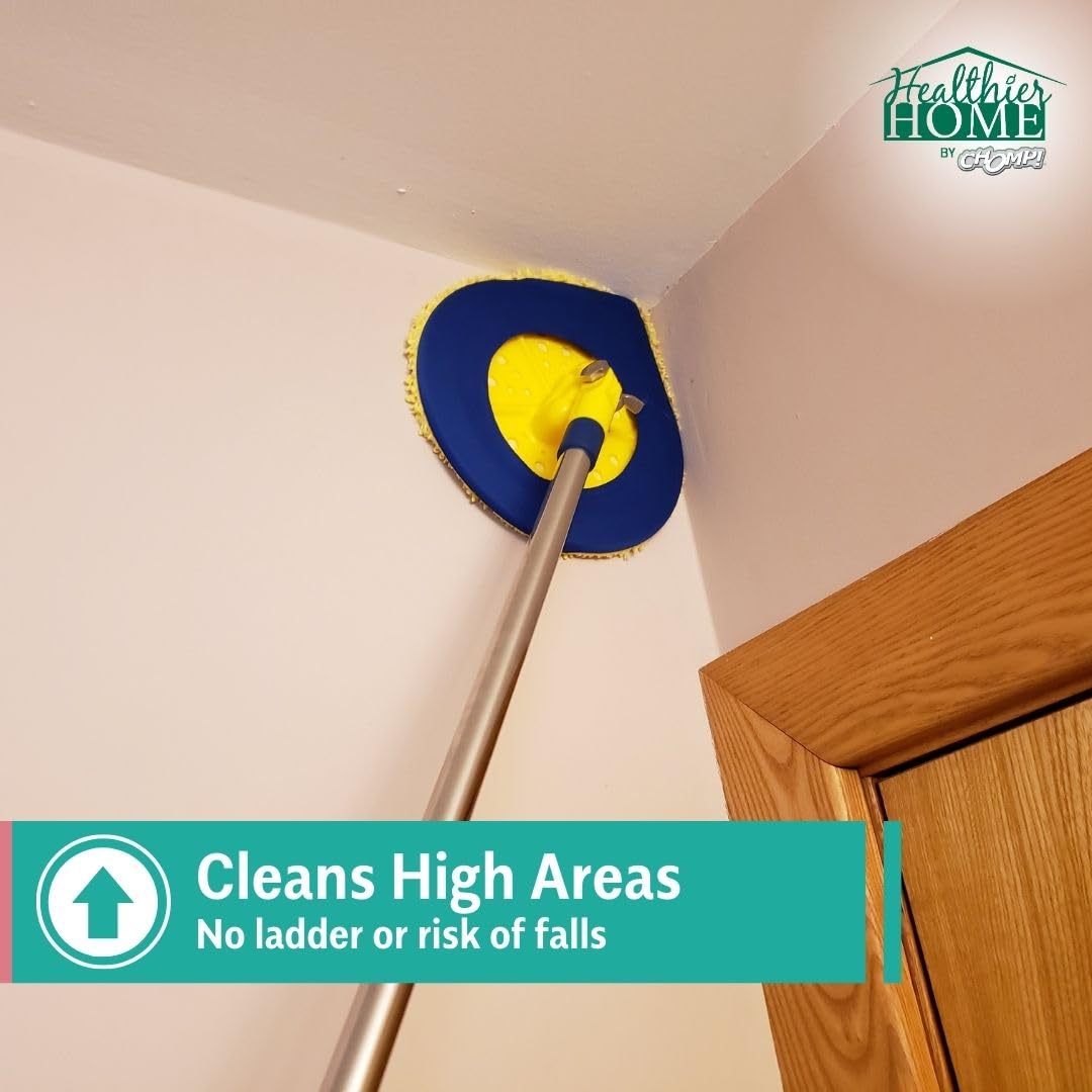 CHOMP! wall cleaner used on a baseboard showing ergonomic low-angle cleaning