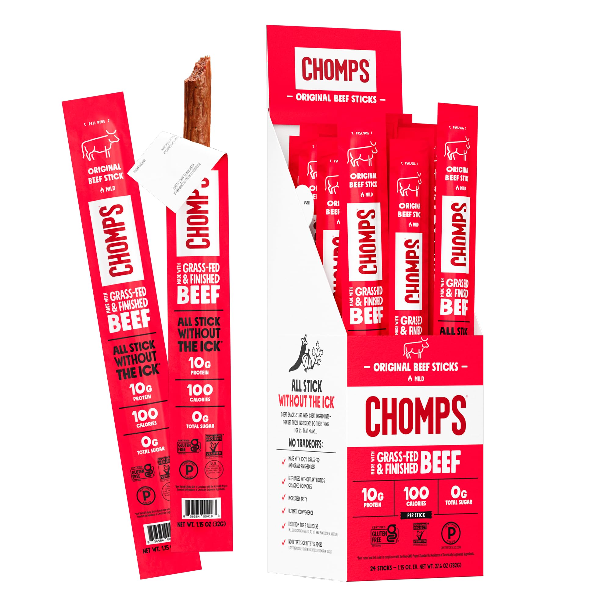 Chomps front packaging showing 24 count and benefits