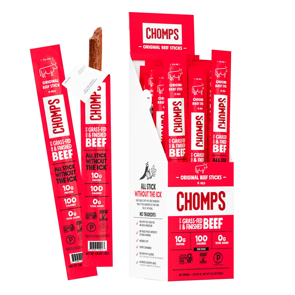 Chomps front packaging showing 24 count and benefits