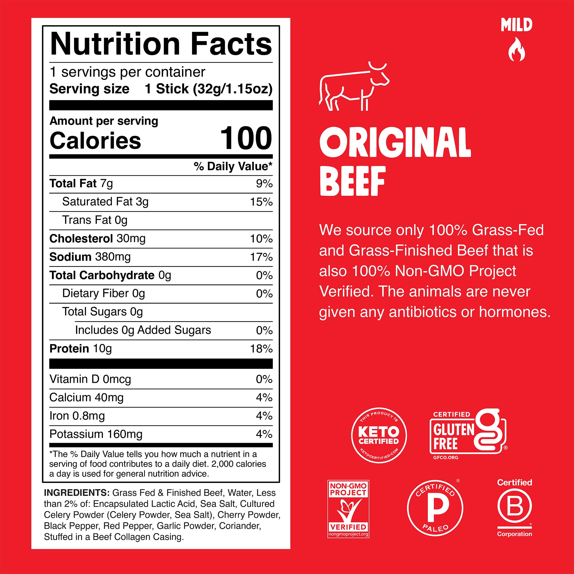 Chomps single unwrapped beef stick highlighting savory texture