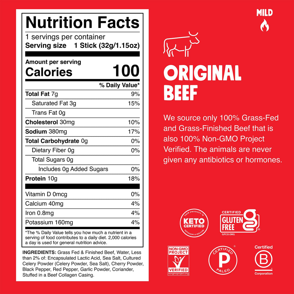 Chomps single unwrapped beef stick highlighting savory texture