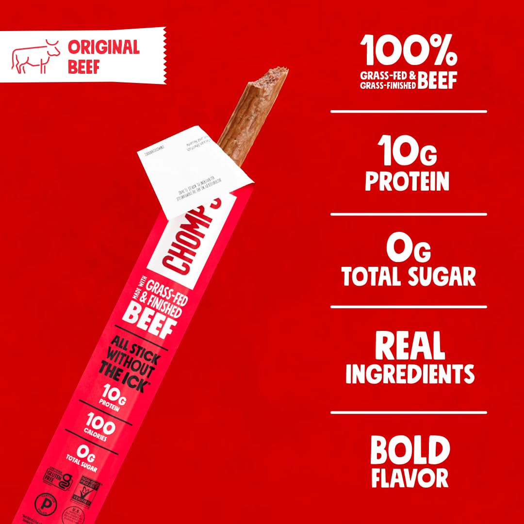 Chomps close-up of beef stick texture showing real meat fibers