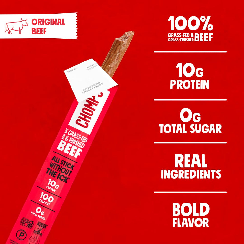 Chomps close-up of beef stick texture showing real meat fibers