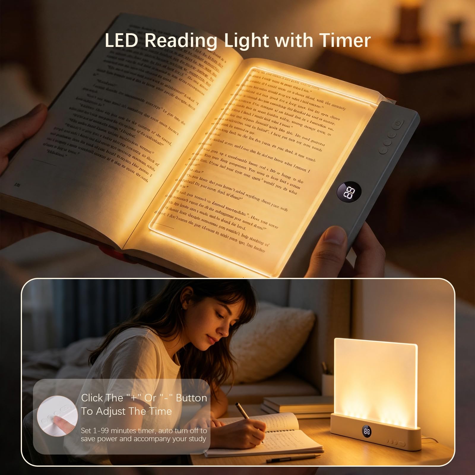 Choudao on nightstand with warm light creating cozy bedtime reading ambiance