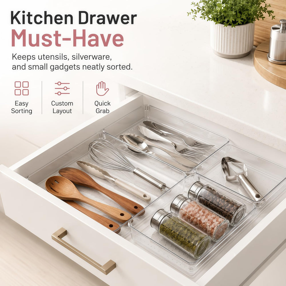 CHOWAY vanity drawer organized with makeup and brushes for quick access