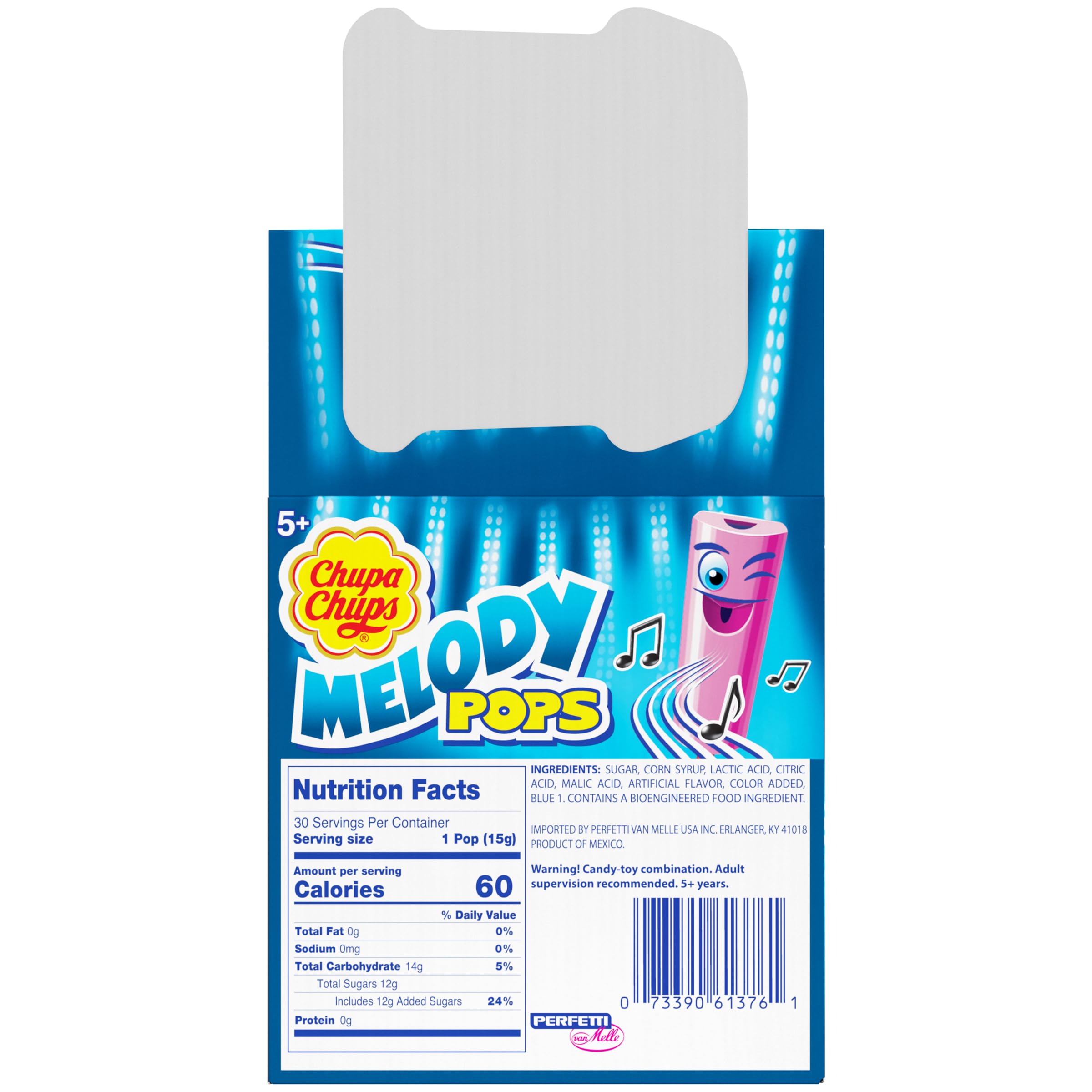 Hand holding a Chupa Chups Melody Pop demonstrating whistle play for entertainment