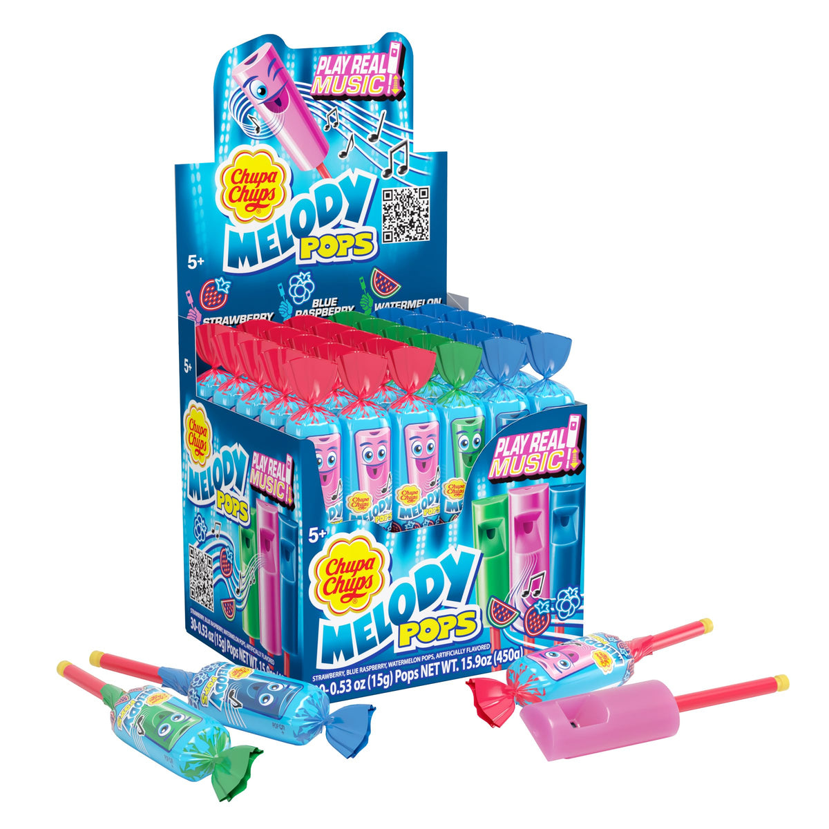 Chupa Chups box front showing 30-count and colorful art for easy gifting