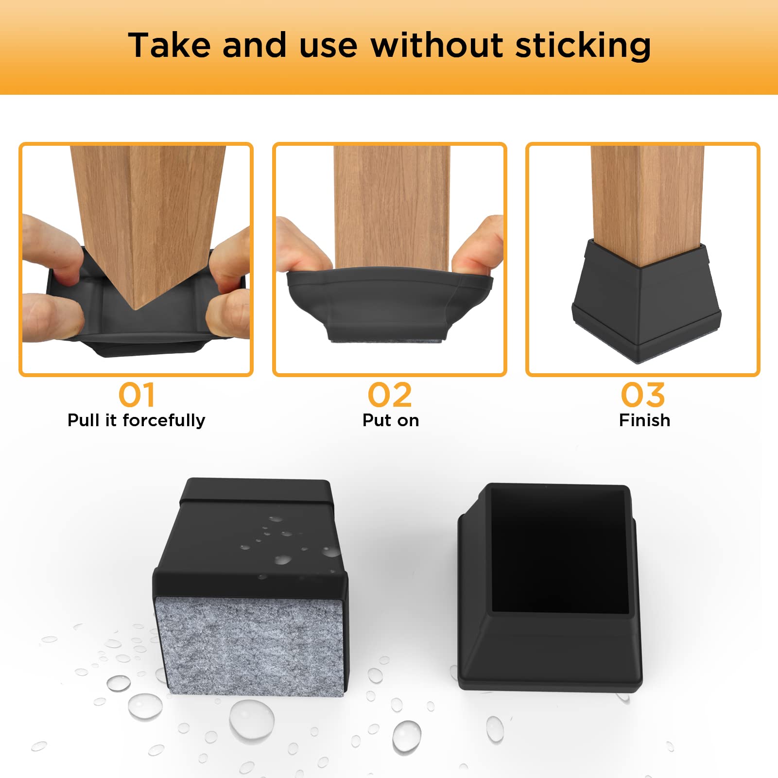 CHWM protector beside a ruler showing fit for 1.26"–1.54" legs for accurate sizing