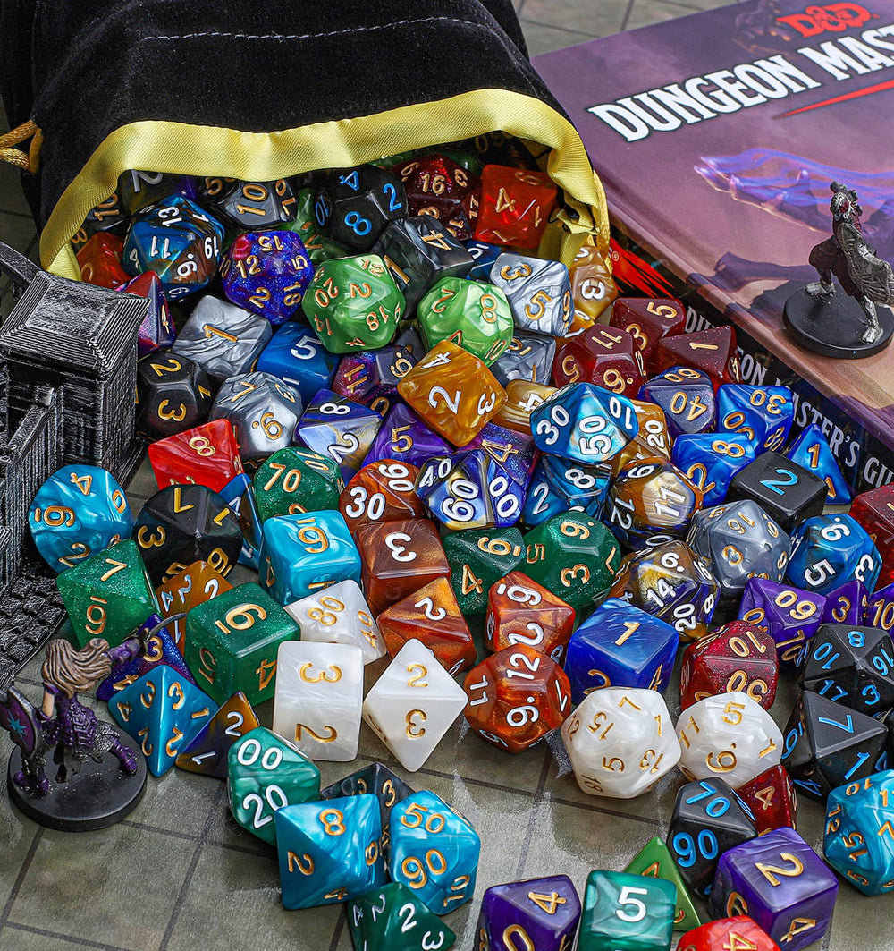 CiaraQ dice pouring from velvet bag demonstrating secure storage and fast setup