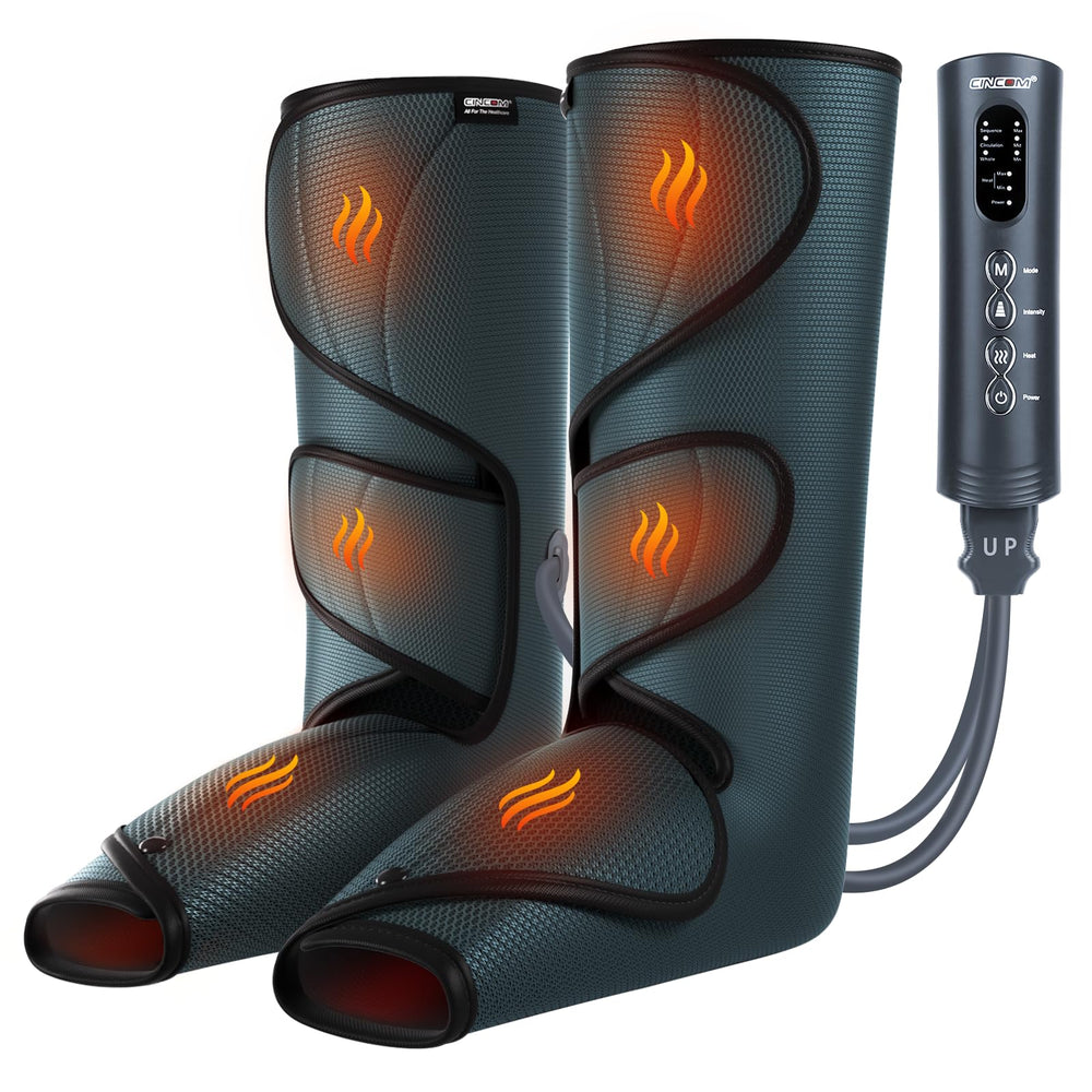 CINCOM front view of leg massager showing full wrap for soothing compression
