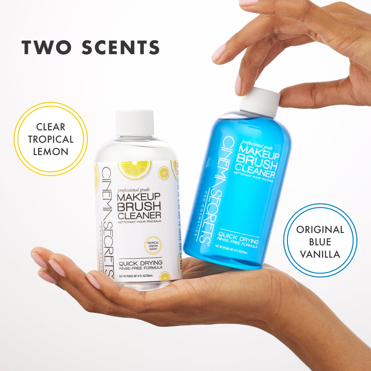 Cinema Secrets before and after brush head showing deep-clean effectiveness