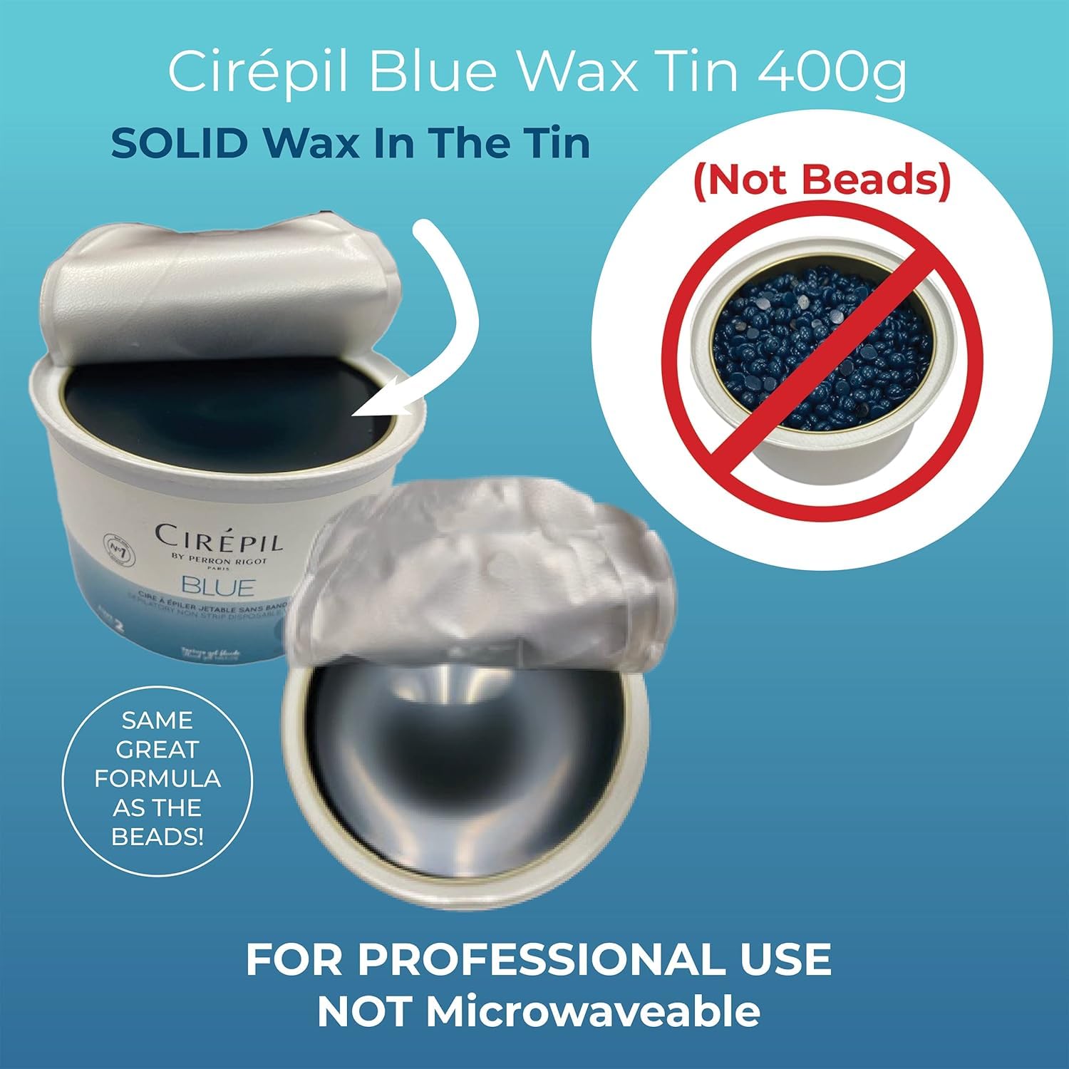 Cirepil blue close-up edge of wax demonstrating firm set advantage