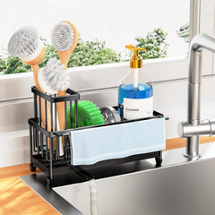 Cisily front view of sink caddy keeping tools organized and saving counter space