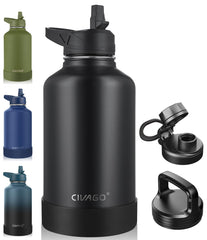 CIVAGO 64 oz front view showing full bottle and capacity, durable hydration benefit