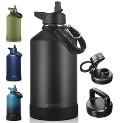 CIVAGO front view of 128 oz bottle showing capacity and powder coat grip