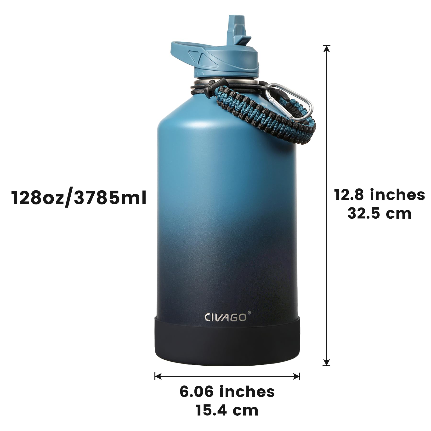 CIVAGO wide mouth with ice filled demonstrating easy cleaning and filling