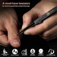 CIVIVI tweezers open angled showing precise tips and ergonomic shape