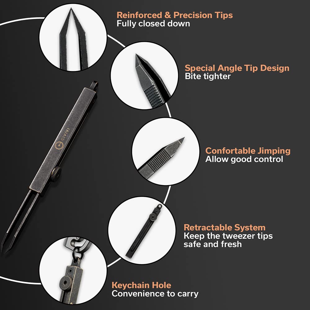 CIVIVI tweezers tip closeup revealing ultra-fine points for precise grip