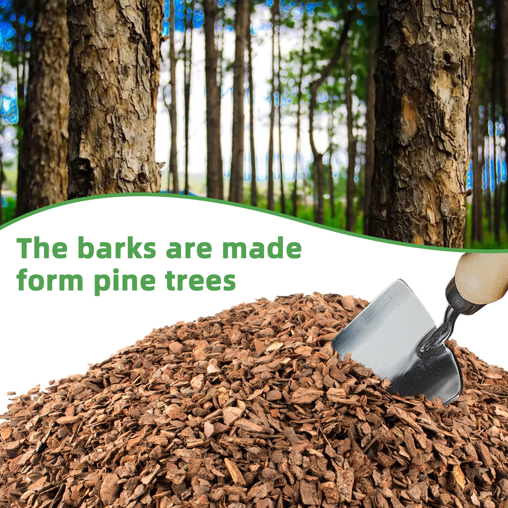 CJGQ close-up of pine bark chips highlighting coarse texture for airflow