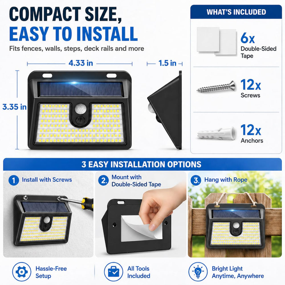 CLAONER motion sensor detail highlighting 120° detection for improved security