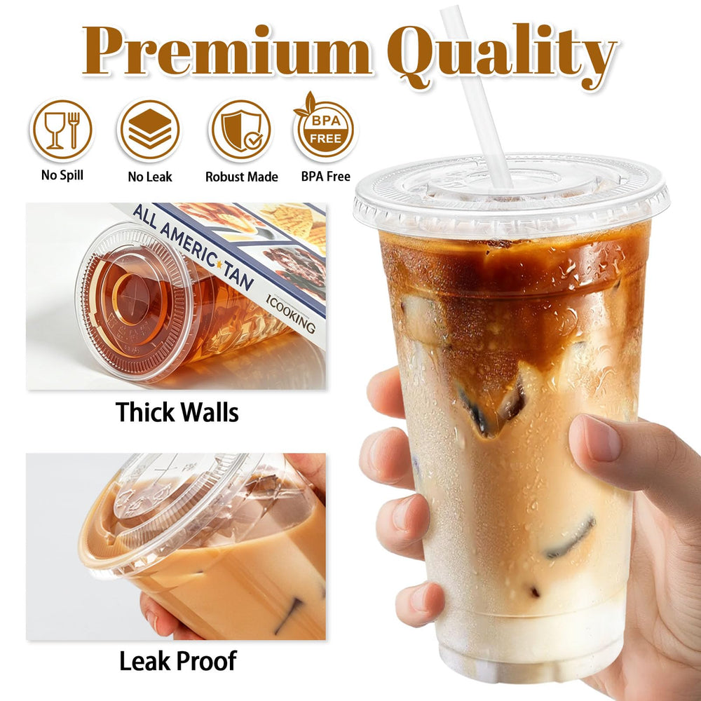 Clawsoff clear cup filled with iced coffee highlighting drink visibility